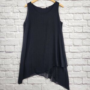 Soft Surroundings Sleeveless Tunic Top Asymmetrical  Black Chiffon size M